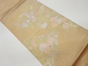 リサイクル　草花模様織出し袋帯